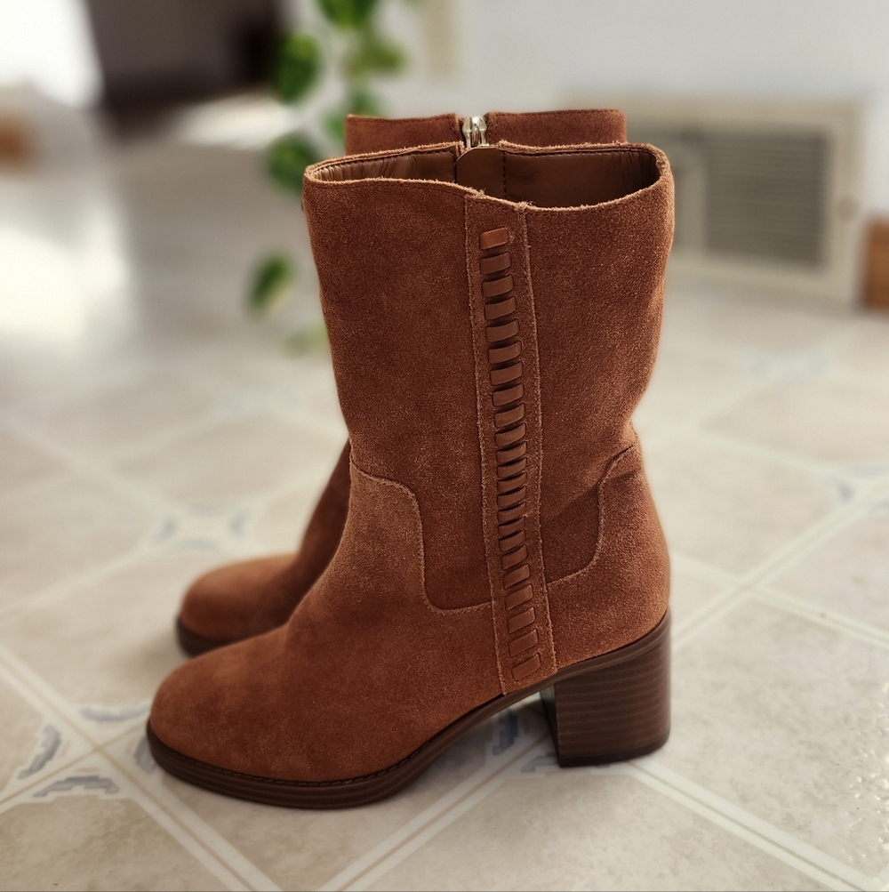 Vince Camuto Zelcinna Rust Caramel Mid-Calf Heeled Boots